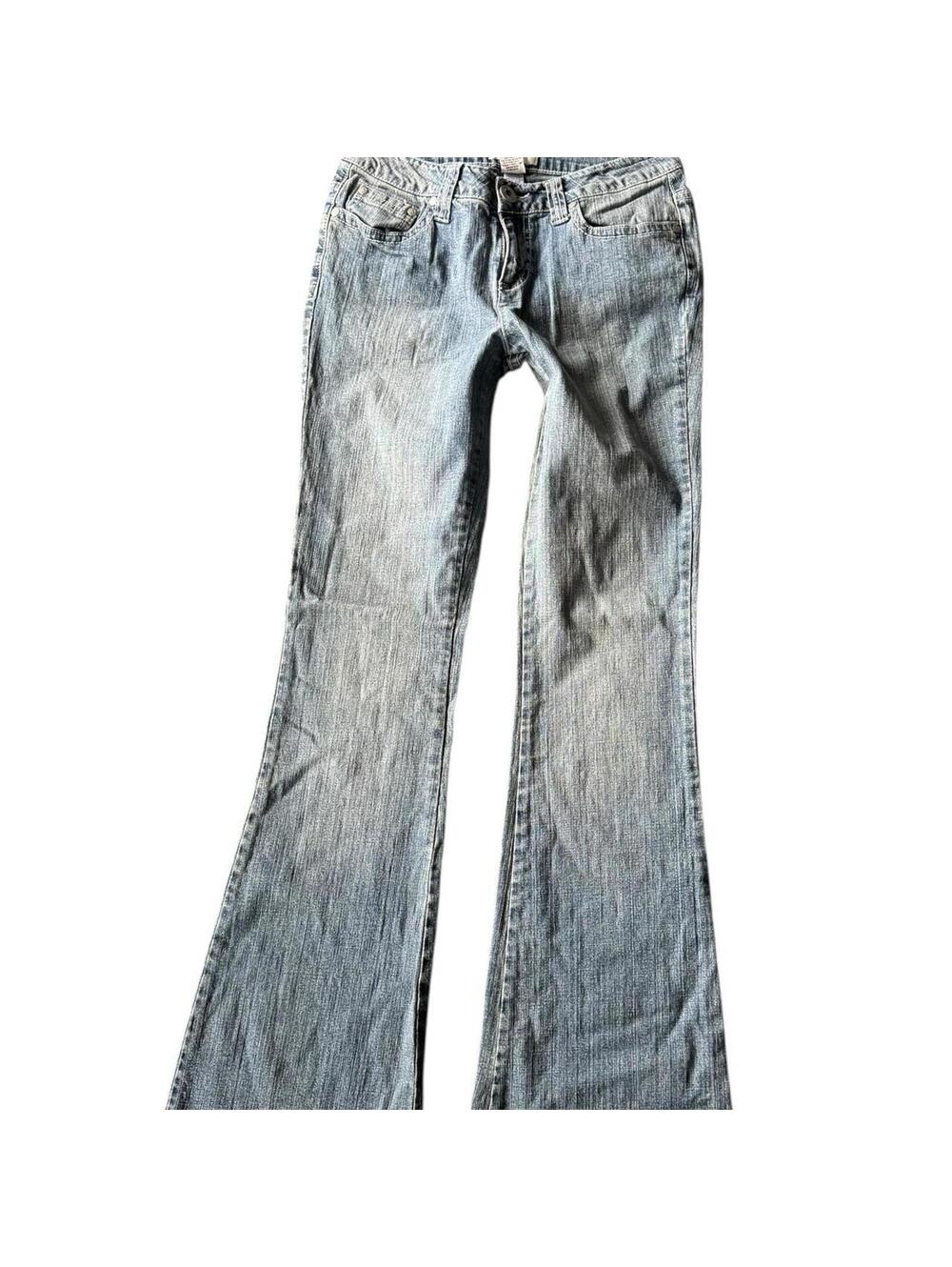 Y2K Extreme Low Rise Flare SO Flap Pocket Jeans size 7